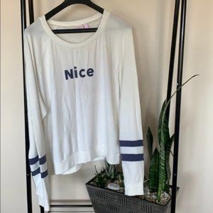 MAKE AND MODEL cream colored sweater size XL.